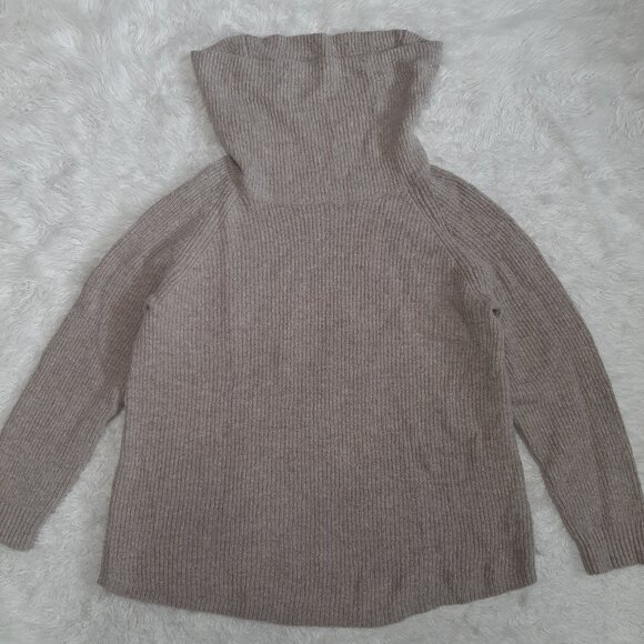 TAHARI Women's Beige Merino Wool Blend Knit Turtle Neck Pullover Sweater Size XL - Picture 2 of 9